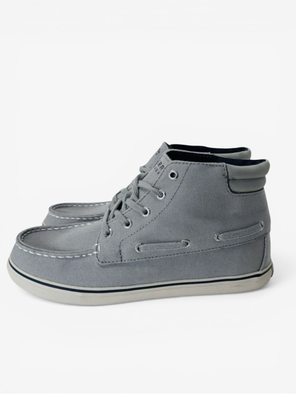 Sperry Top Sider Canvas Sneaker Women 7.5 Lace Up Hi Top Venice Sky Gray